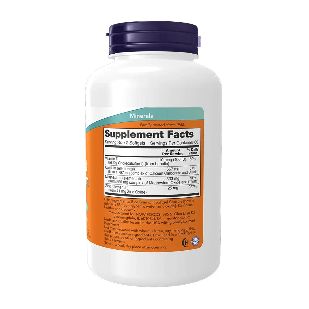 Calcium & Magnesium softgels - NOW Foods - 120 Softgels - Afbeelding 2