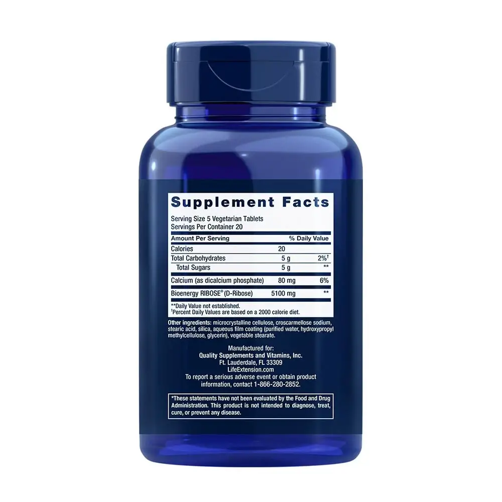 D-Ribose Tablets – 100 vegetarische tabs - Afbeelding 2