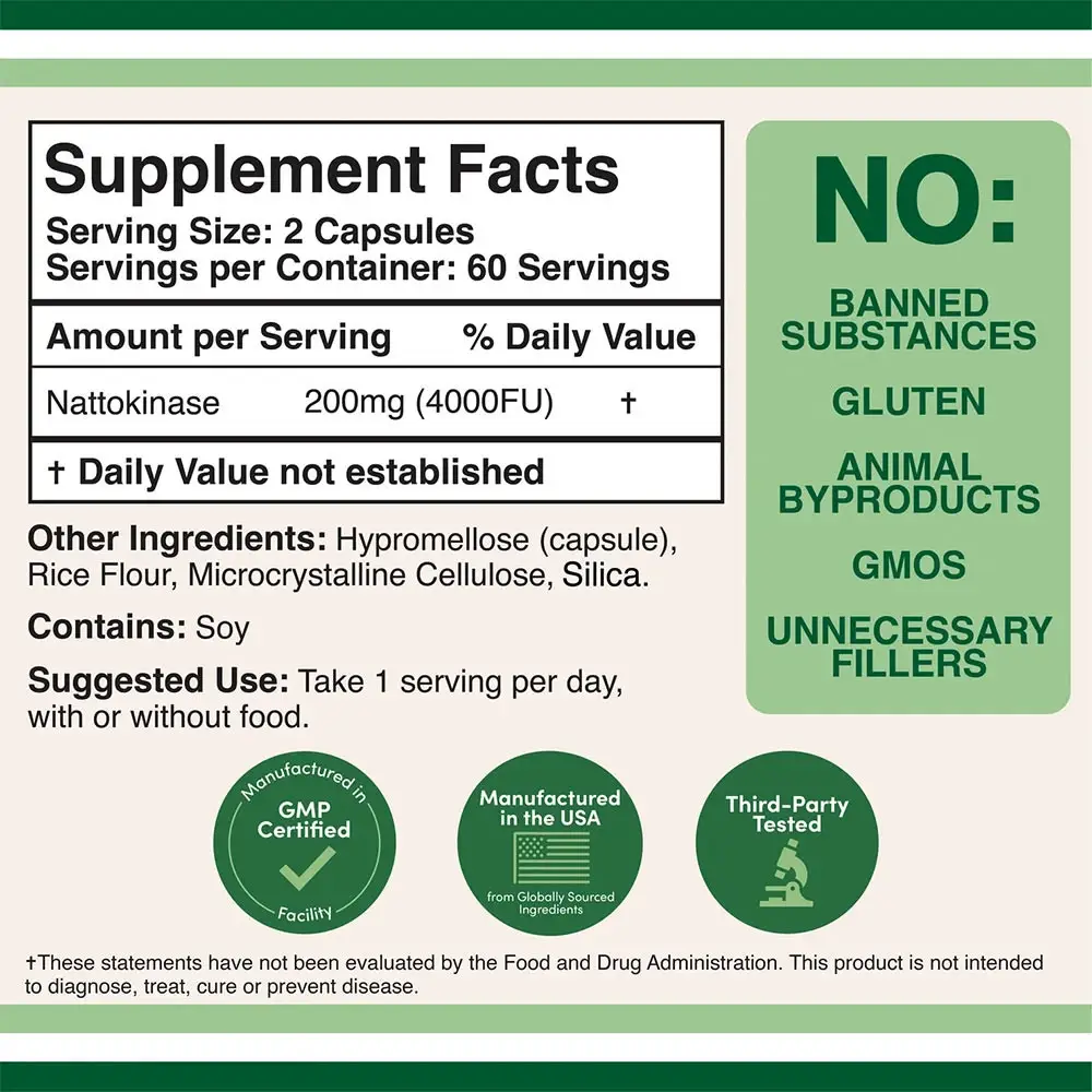 Double Wood Supplements Nattokinase (120 Capsules) - Afbeelding 2