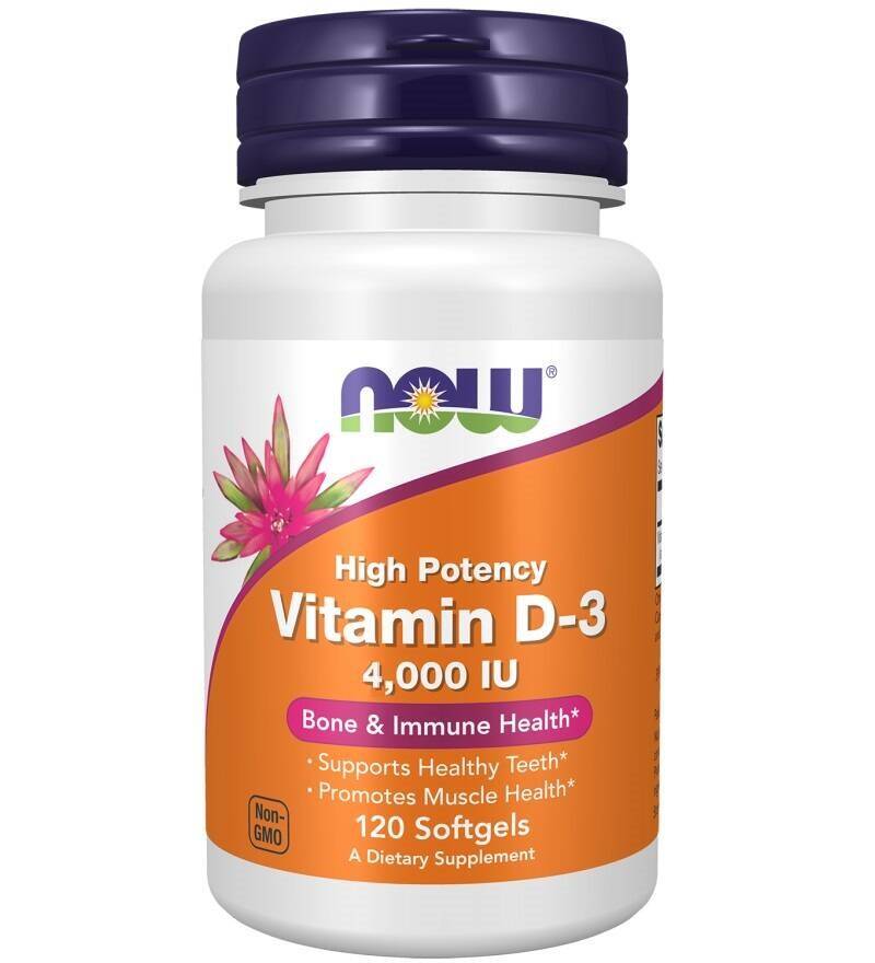 NOW FOODS Vitamin D3 4000 IU (120 sgels) - Nuvalia