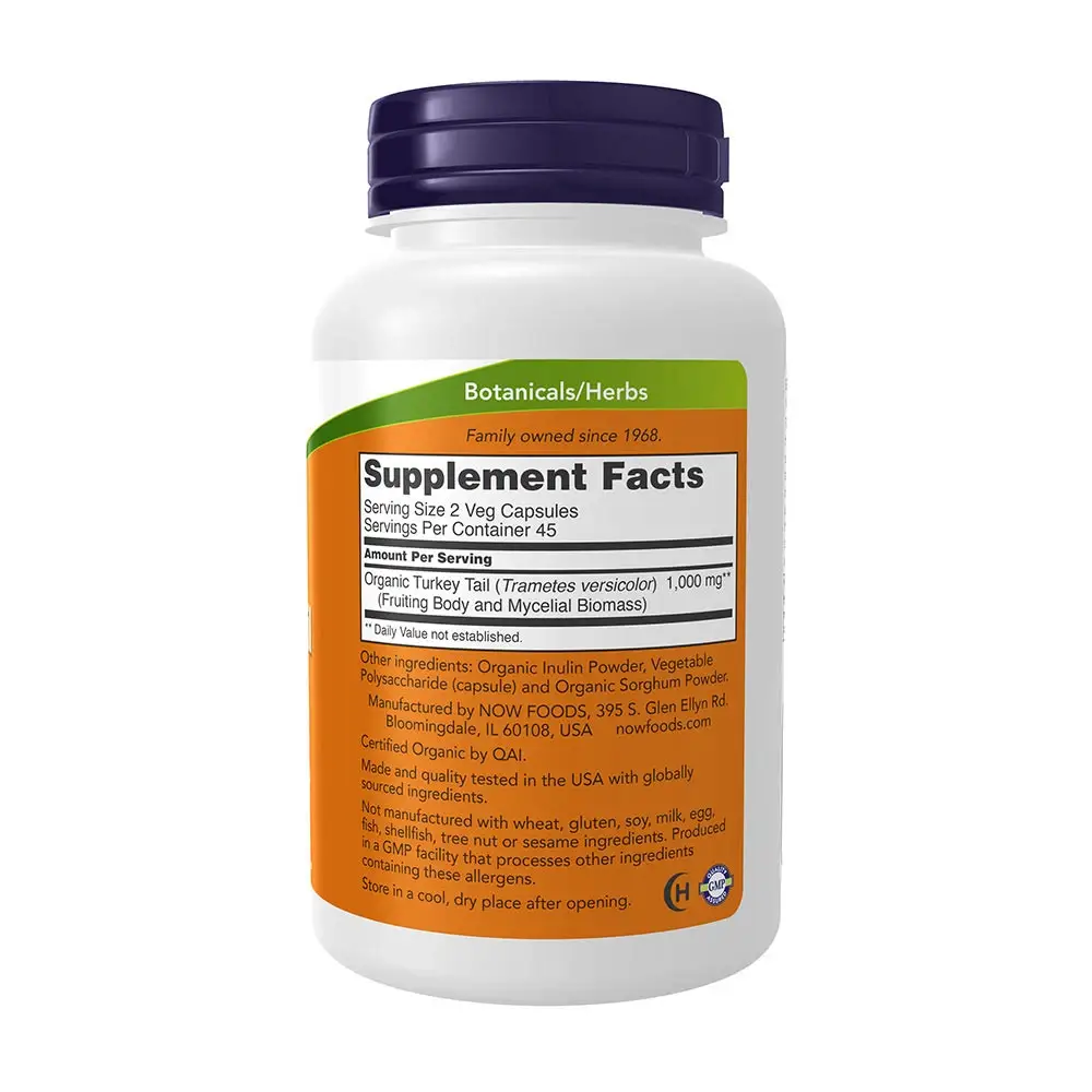 NOW Turkey Tail 500 mg – 90 Veg Capsules - Afbeelding 2