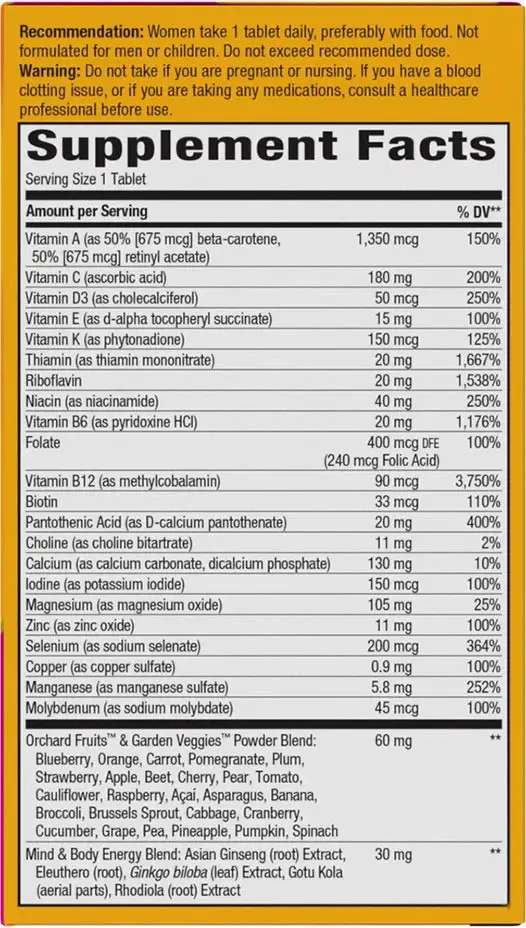 Natures Way Alive!® Women's 50+ Ultra Multivitamine (60 Tabletten) - Afbeelding 2