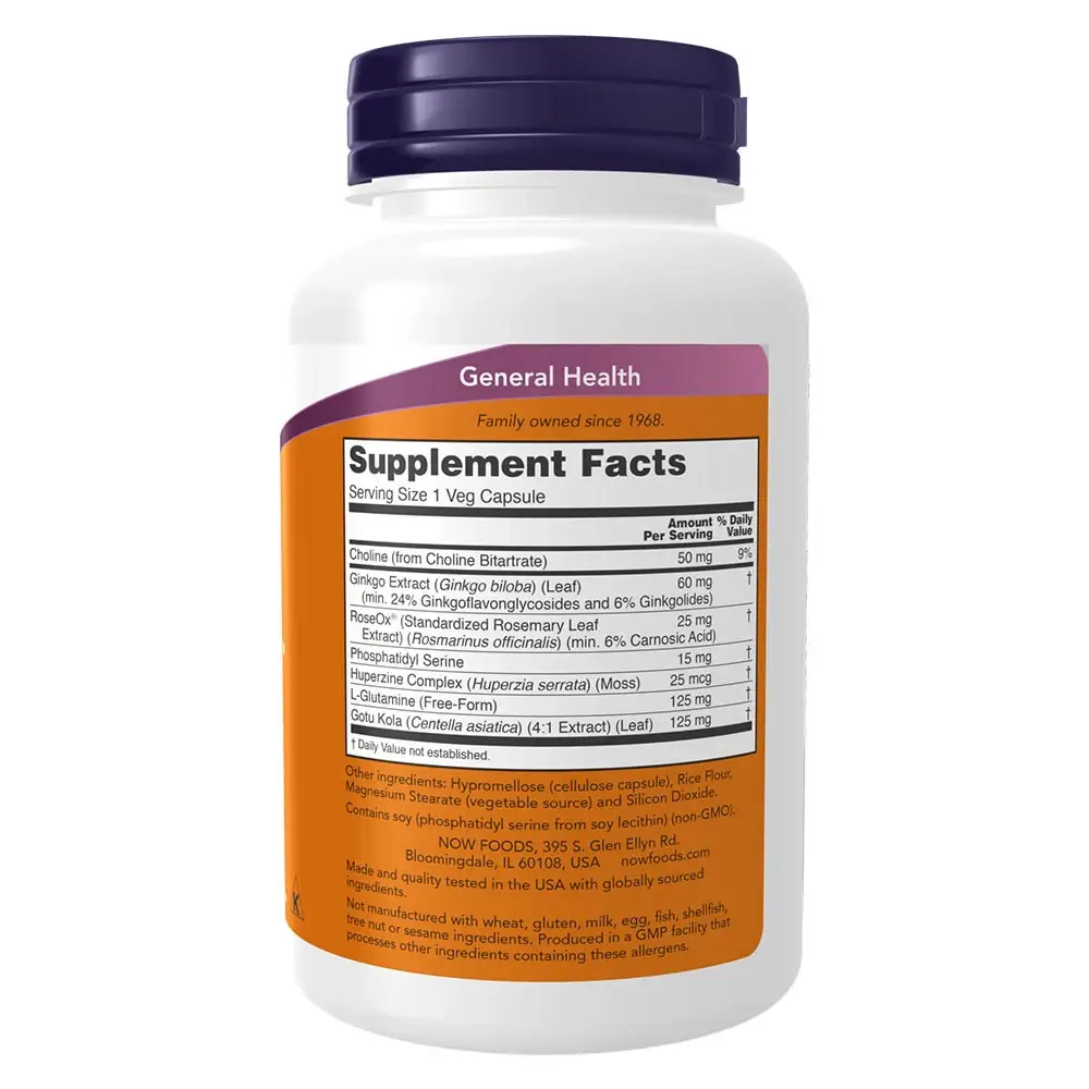 Now Foods – Brain Elevate Veg Capsules (120 Veg Capsules) - Afbeelding 2