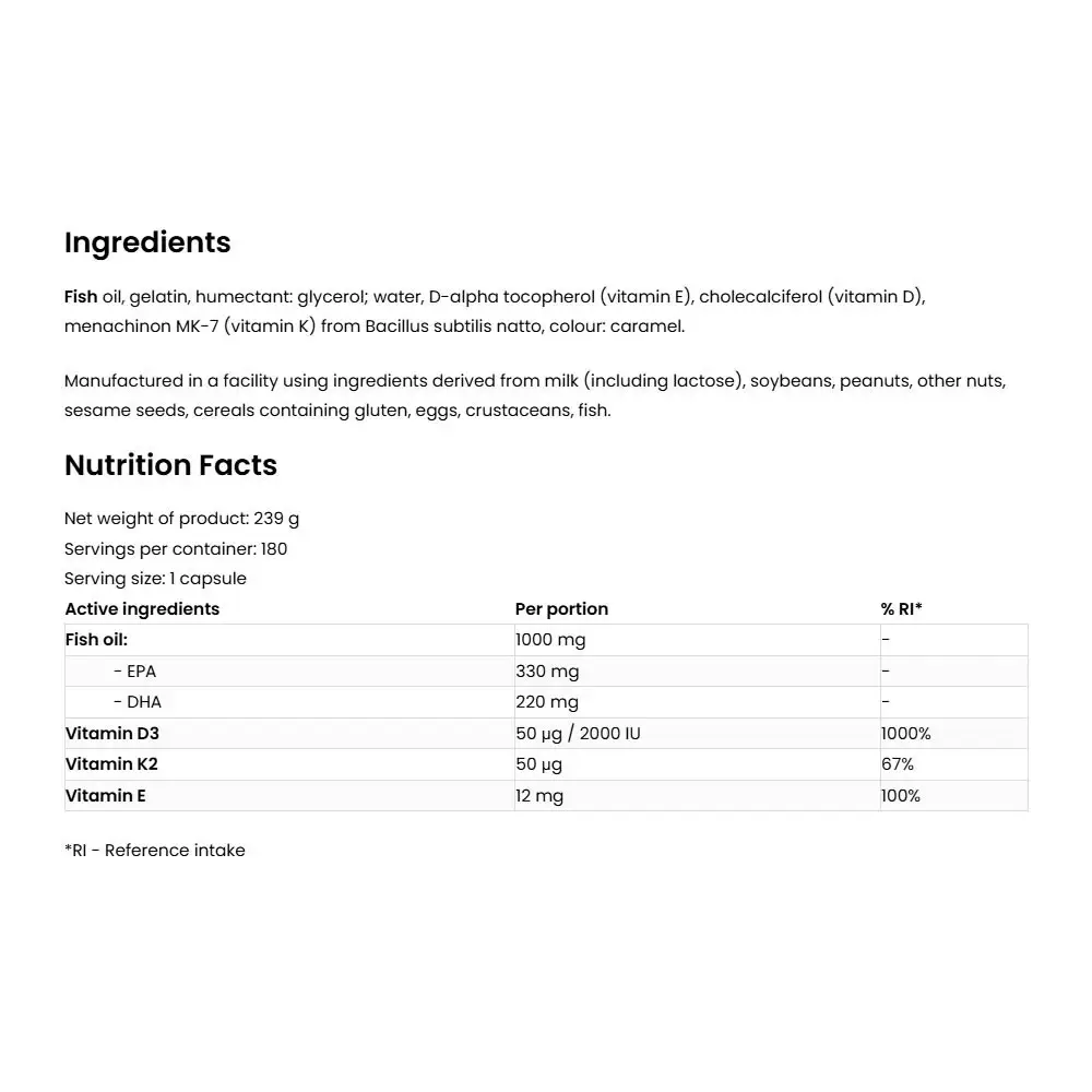 Ostrovit Omega 3 D3+K2 - 180 Capsules - Afbeelding 2