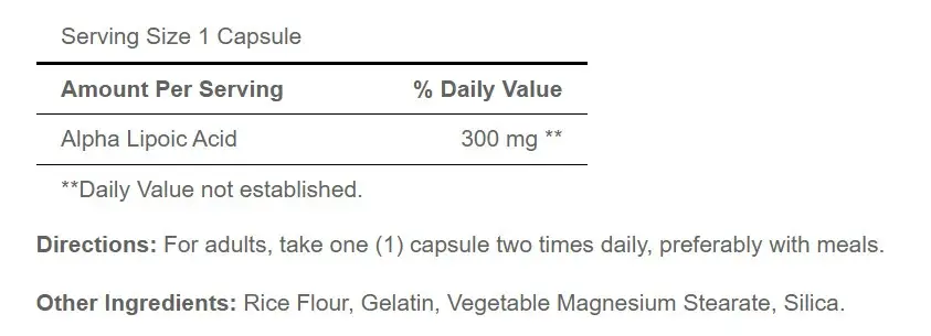 Puritan's Pride Alpha Lipoic Acid 300 mg (60 Capsules) - Afbeelding 5