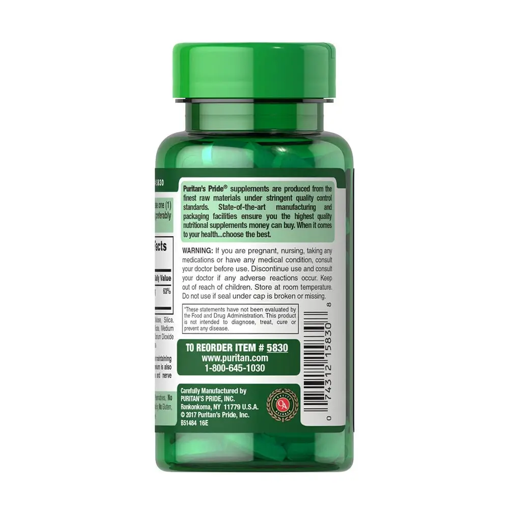 Puritan's Pride Magnesium 250 mg (100 Caplets) - Afbeelding 3