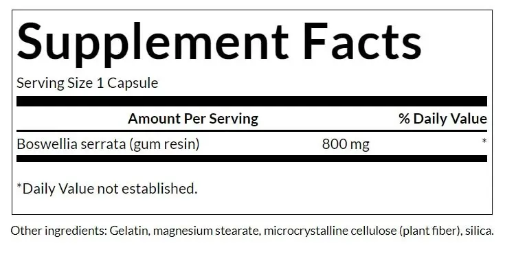 SWANSON FS Boswellia forte 800mg 60kaps - Afbeelding 3