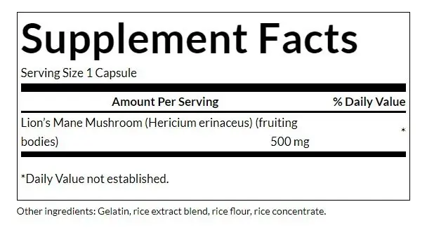 SWANSON FS Lion's Mane (Hericium erinaceus) 500mg - 60 capsules - Afbeelding 3