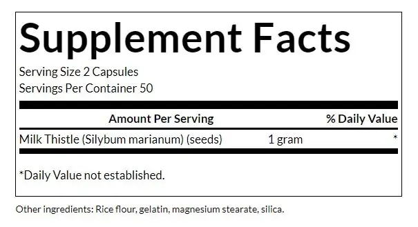 SWANSON FS Milk Thistle 500mg 100 kaps - Afbeelding 2
