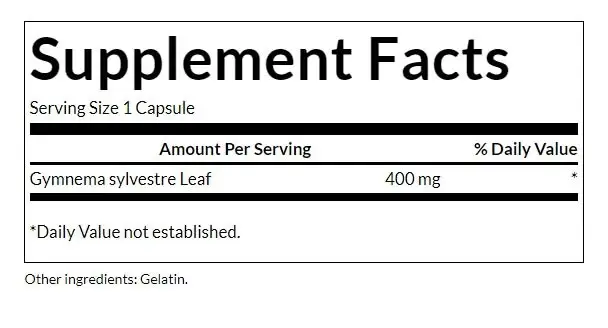 SWANSON Gymnema Sylvestre 400mg 100 caps - Afbeelding 3