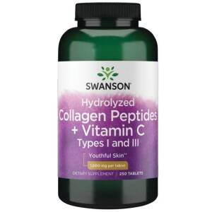 SWANSON Gehydrolyseerd collageen I en III + C 250 tabletten - Nuvalia