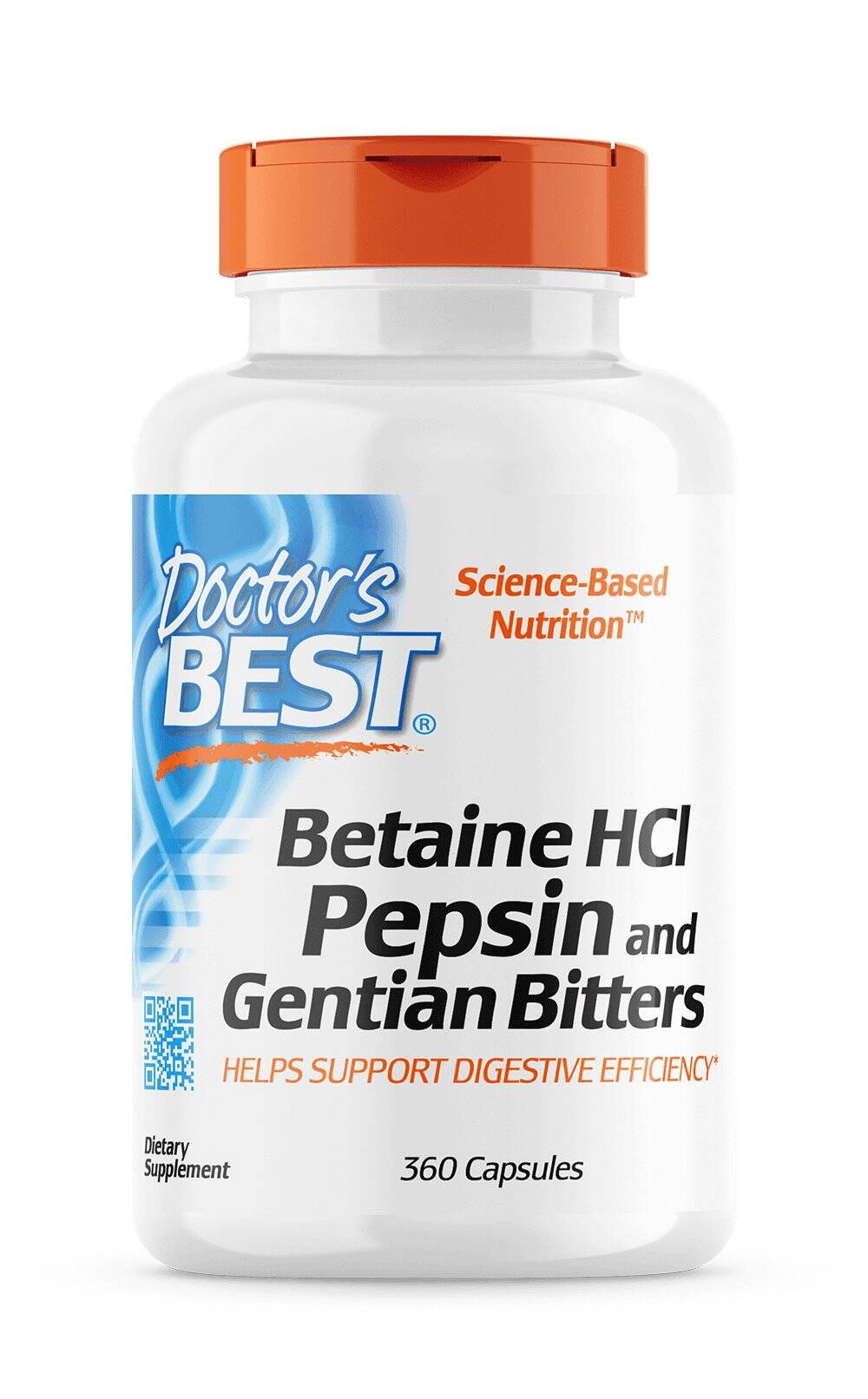 Betaine HCl Pepsin & Gentian Bitters - 360 caps - Nuvalia